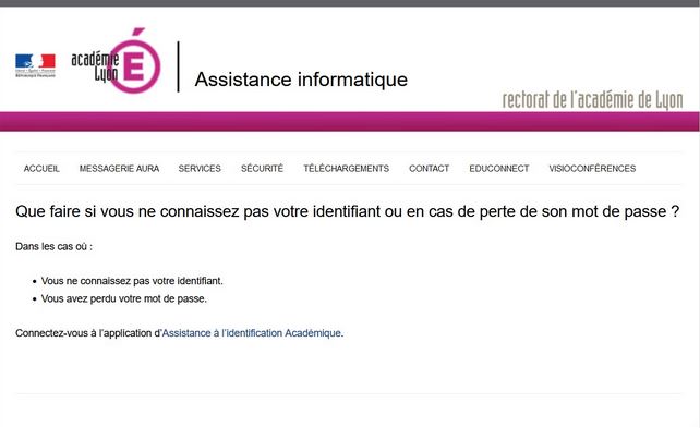 Capture D’écran Je Ne Connais Pas Mon Identifiant Et Mon Mdp Ac Lyon 