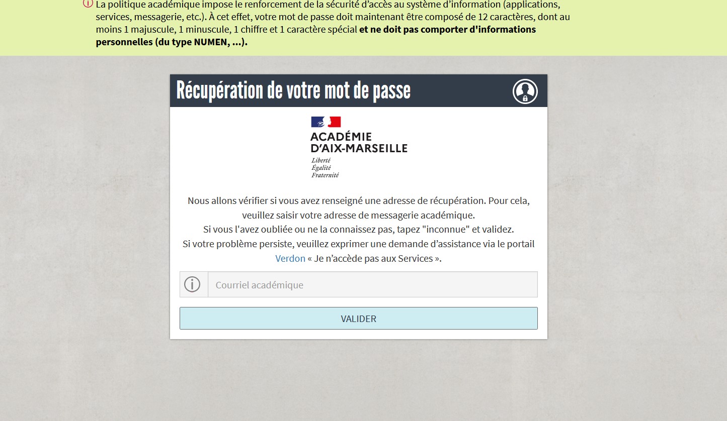 Capture D’écran Récupération Mdp Ac Aix Marseille