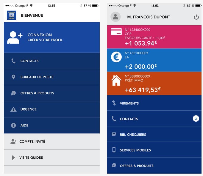 Capture Ecran Application Banque Postale Smartphone